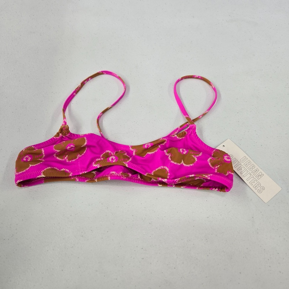 Urban Outfitters Pink and Brown Floral One-Piece Swim Top